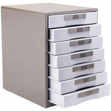 得力9703金属文件柜7层带锁 蓝色金属外壳 大容量桌面文件整理箱