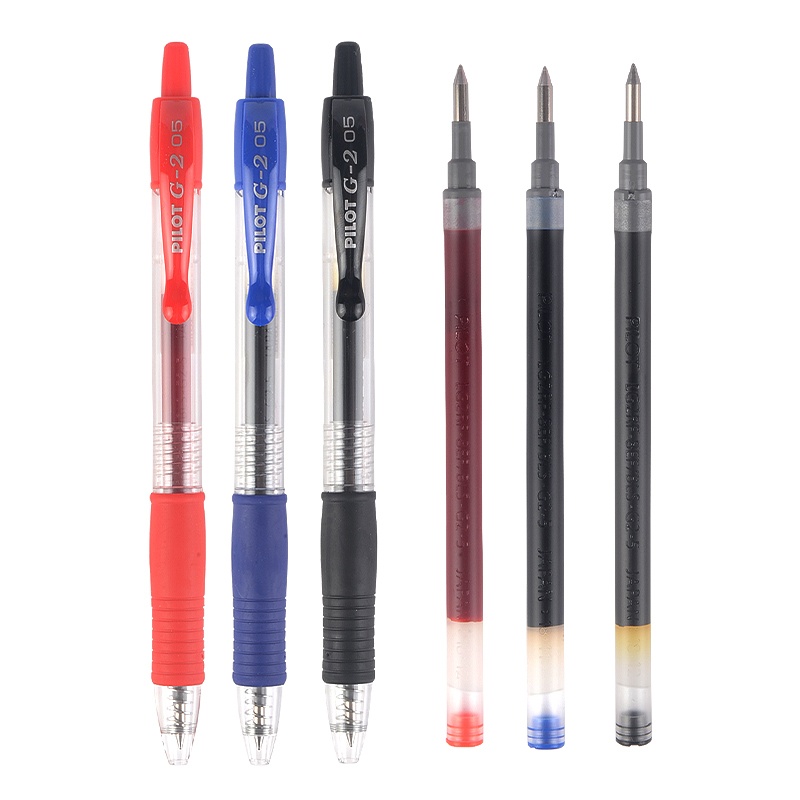 日本polit百乐笔G2-5中性笔按动式g2笔芯中黑蓝红水笔速干啫喱水笔0.5mm