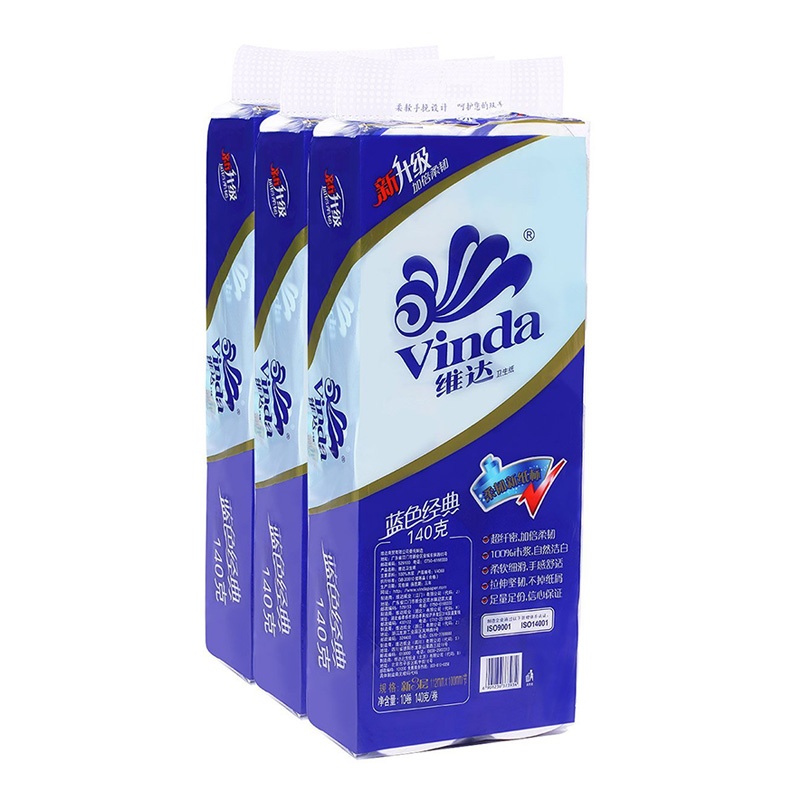 维达蓝色经典系列卫生纸巾4层140g有芯卷纸