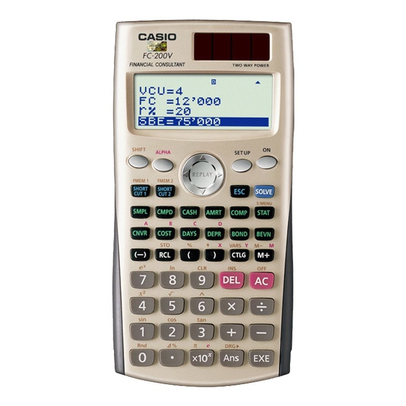 Casio/卡西欧FC-200V 金融理财专业考试计算器财务计算机太阳能