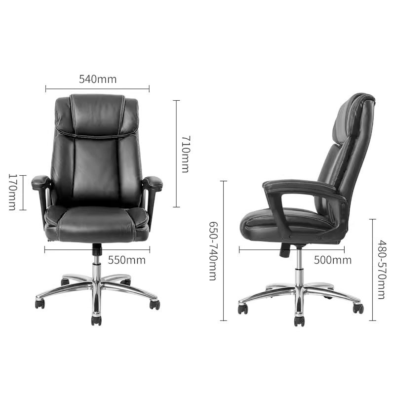 得力（deli）87081 老板椅/办公椅真头层牛皮椅 电脑椅家用 人体工学椅子转椅